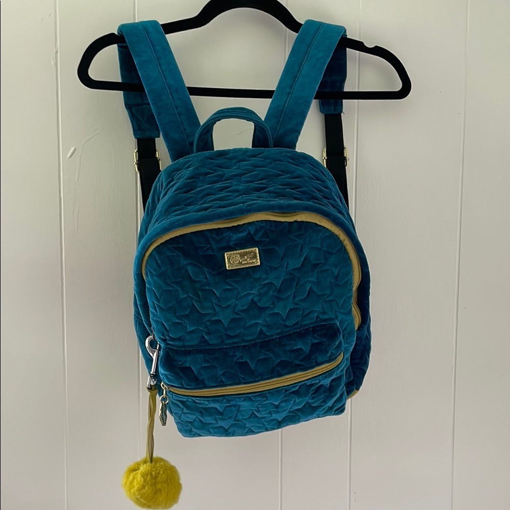 Betsey Johnson Quilted Backpack with Yellow Pom Pom